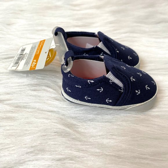 Carter's Navy Blue Nautical Crib Shoes Newborn - Picture 3 of 4